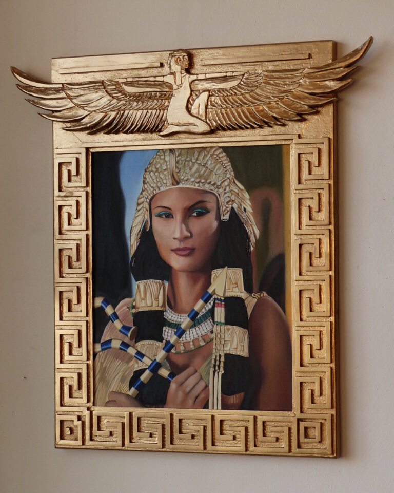 Zakázkový egyptský dřevěný rám – ruční řezbářství Olomouc